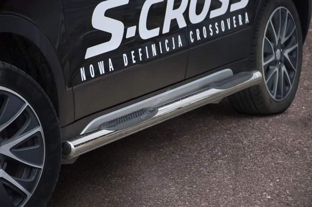 Stainless steel side bars with plastic steps — Suzuki SX4 (2013–2021)