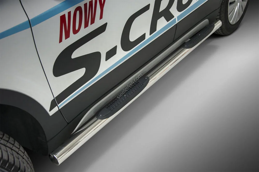 Пороги-трубы из нержавейки с пластиковыми ступенями — Suzuki SX4 S-Cross (2016–)
