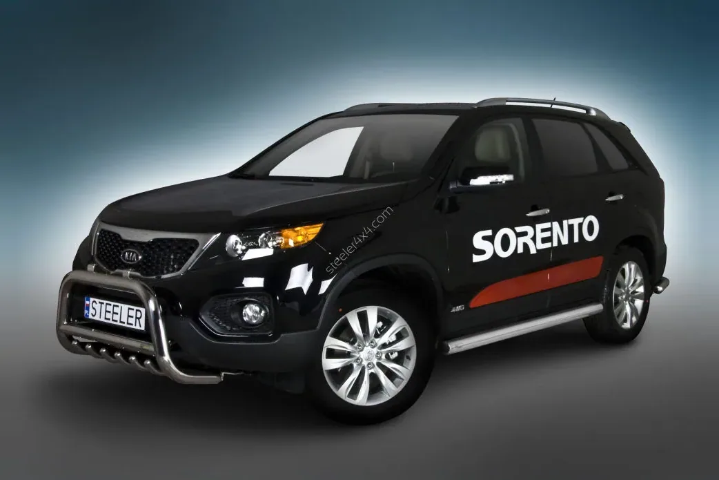 Пороги-трубы из нержавейки — Kia Sorento (2009–2012)