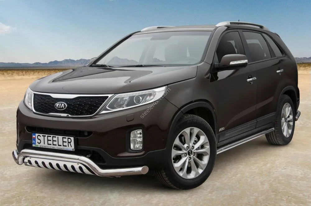 Пороги-трубы из нержавейки — Kia Sorento (2012–2014)