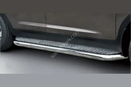 Подножки из нержавейки с рифлёной пластиной — Kia Sportage (2010–2015)