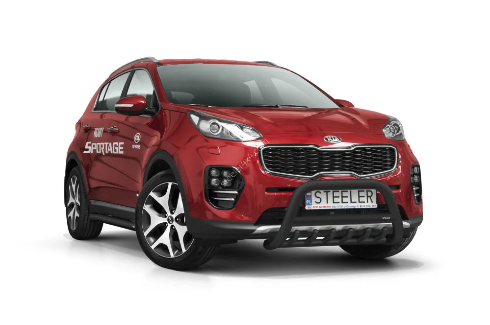 Дуга EC A с поперечиной и трубой моста, чёрная — Kia Sportage (2016–2017)