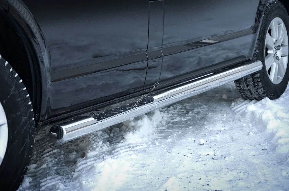 Stainless steel side bars with checker plate steps — Volkswagen T6.1 (2019–)