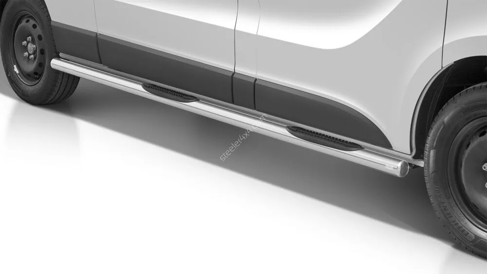 Пороги-трубы из нержавейки с пластиковыми ступенями — Renault Trafic (2019–)