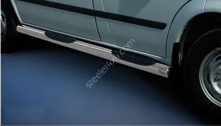 Пороги-трубы из нержавейки с пластиковыми ступенями — Ford Transit (2006–2014)