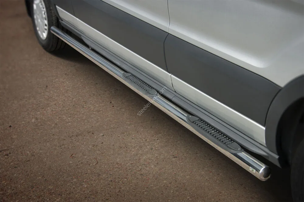 Stainless steel side bars with plastic steps — Ford Transit (2014–)