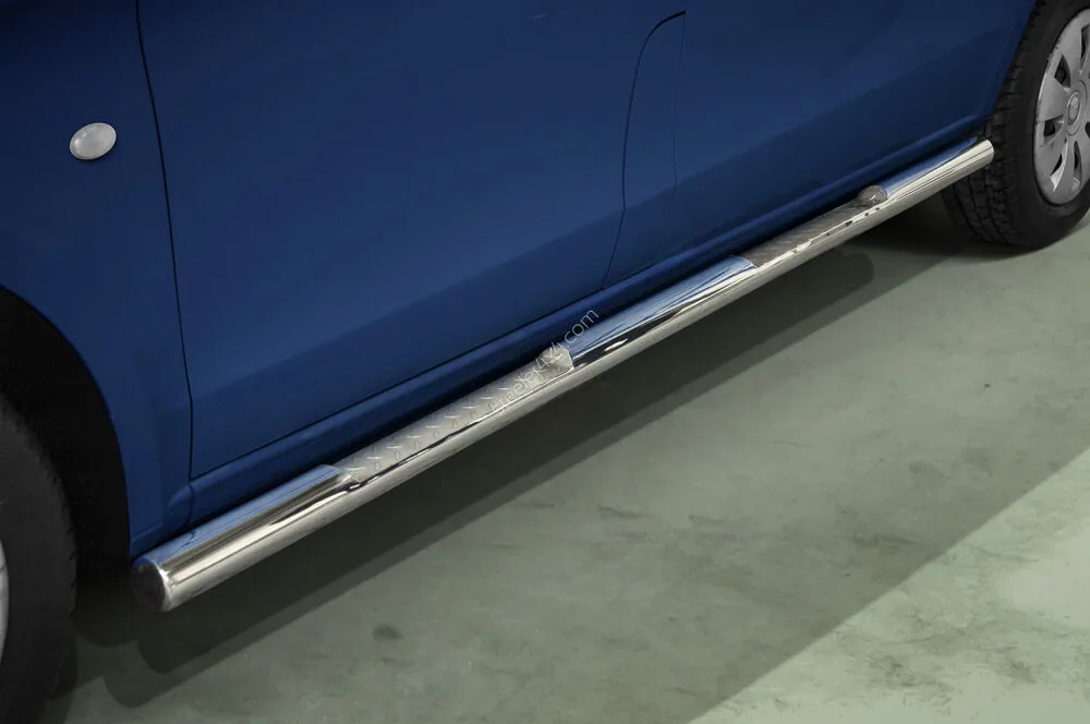 Stainless steel side bars with checker plate steps — Mercedes-Benz V-Class (2014–)