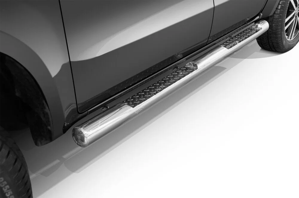 Stainless steel side bars with checker plate steps — Mercedes-Benz X-Class (2017–)