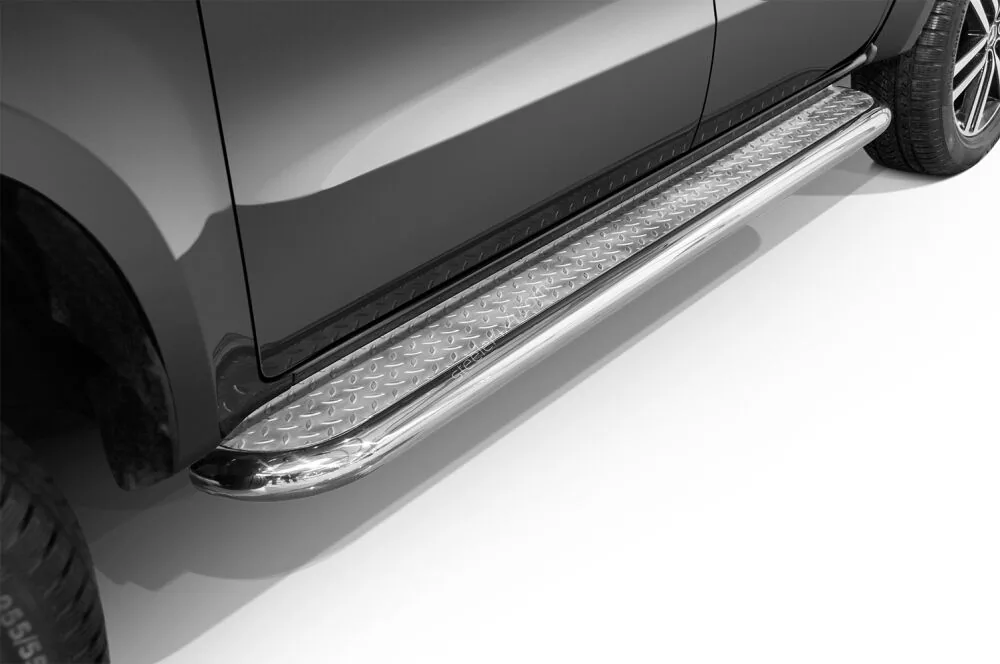 Stainless steel side steps with checker plate — Mercedes-Benz X-Class (2017–)